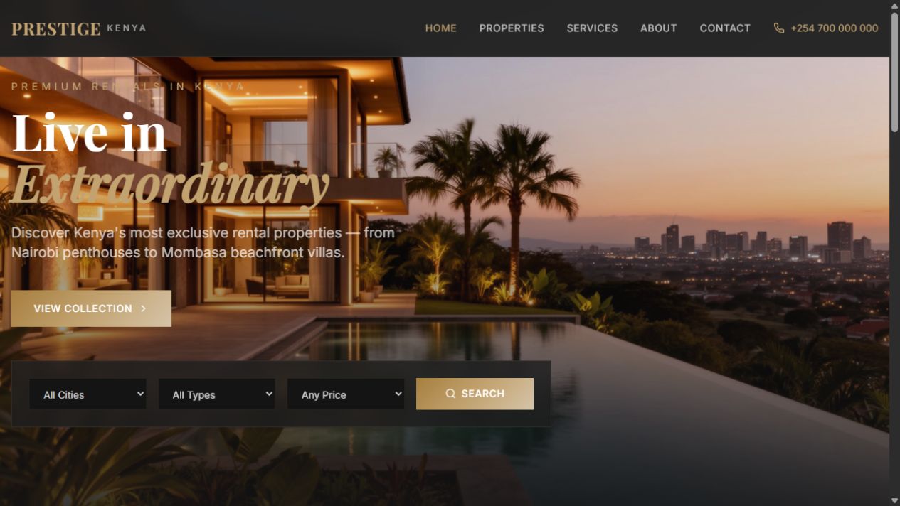 Prestige Kenya website preview